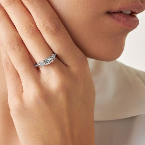 Anello Trilogy Petali Oro Bianco E Diamanti - Anelli con Pietre Donna | Stroili
