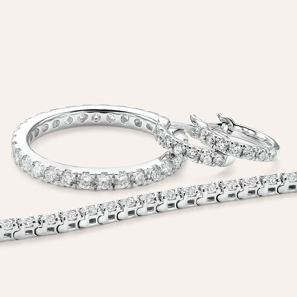 Orecchini A Cerchio Diamade Oro Bianco Diamante