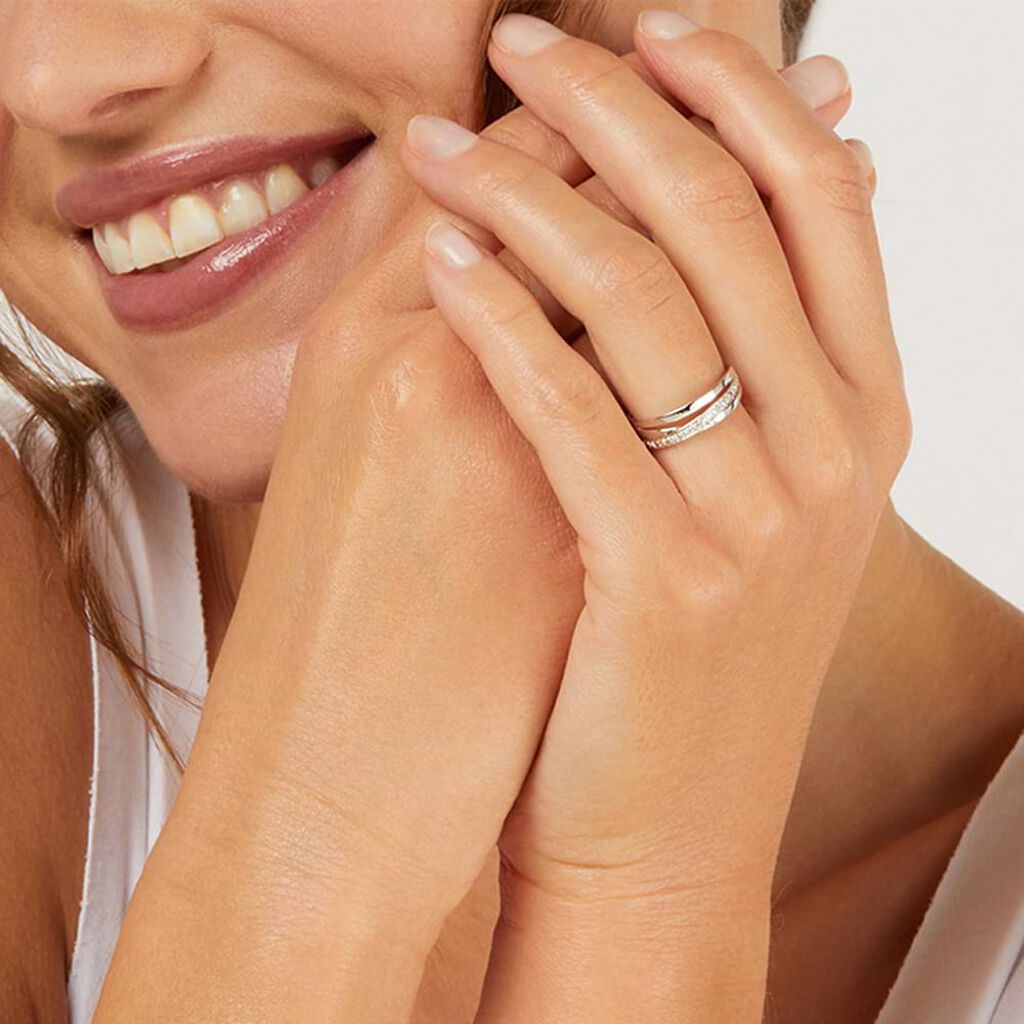 Anello Fascia Sophia Oro Bianco Diamante - Anelli a Fascia Larga Donna | Stroili