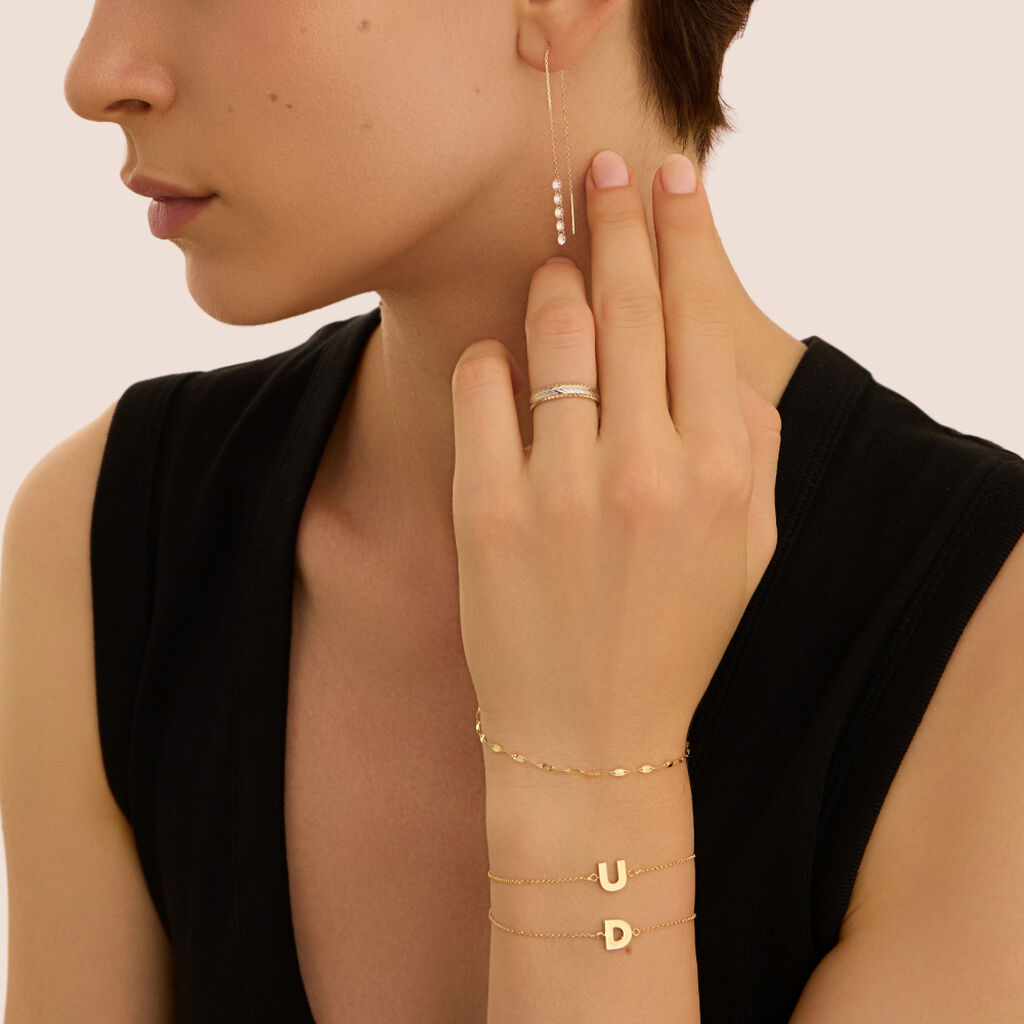 Mono Orecchino Pendente Beverly Oro Giallo Cubic Zirconia