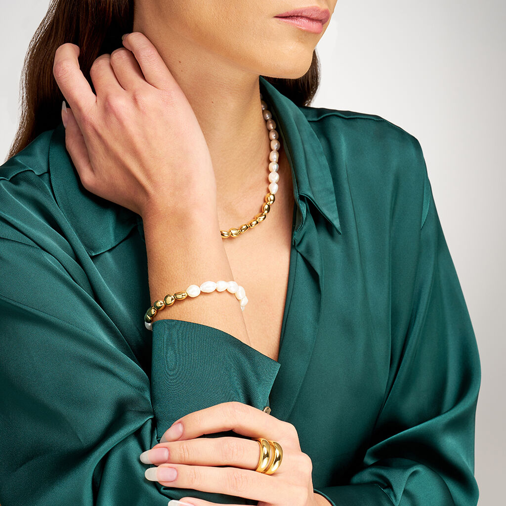 Bracciale Radiance Acciaio Dorato Perla D'Acqua Dolce