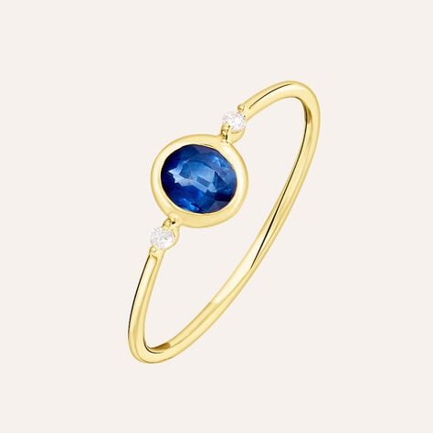 Anello Solitario Charlotte Oro Giallo Zaffiro Diamante - Anelli con Pietre Donna | Stroili