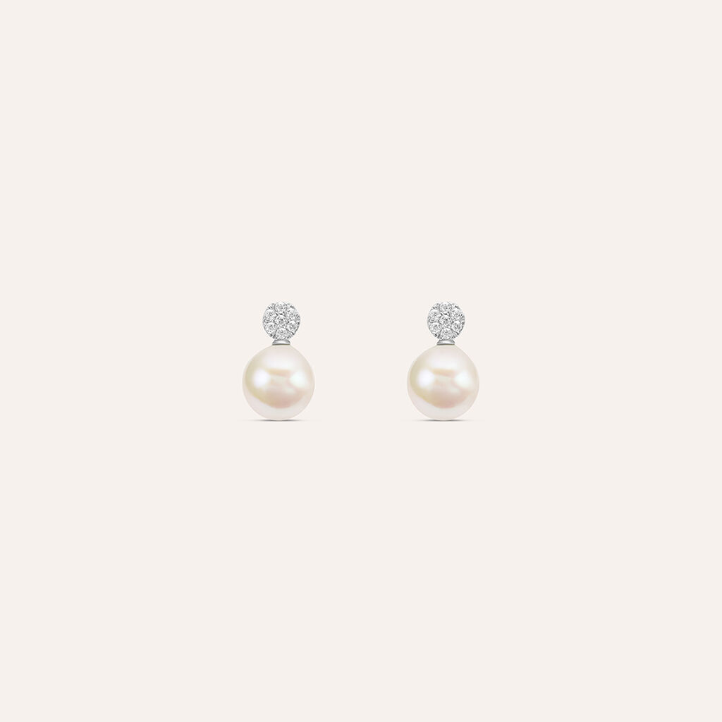 Orecchini Lobo Silver Pearls Argento Rodiato Perla sintentica Cubic Zirconia - Orecchini a Lobo Donna | Stroili