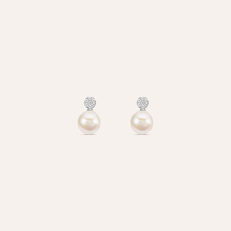 Orecchini Lobo Silver Pearls Argento Rodiato Perla sintentica Cubic Zirconia - Orecchini a Lobo Donna | Stroili