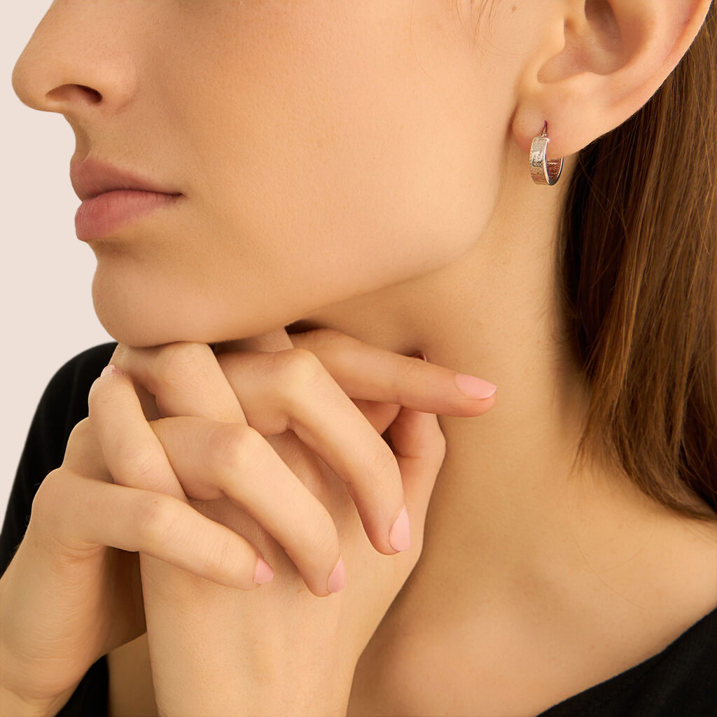Orecchini A Cerchio Toujours Oro Bianco - Orecchini a Cerchio Donna | Stroili