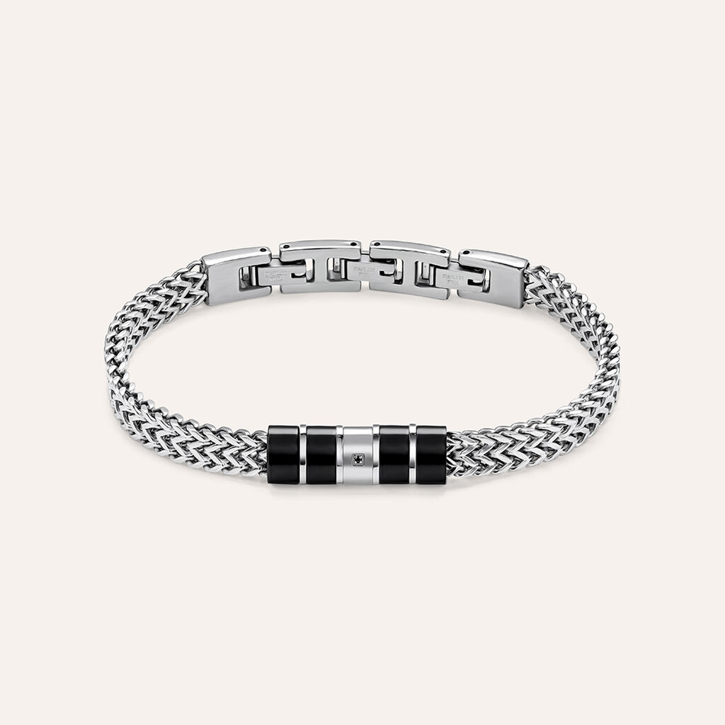 Bracciale Man Code Acciaio Bicolore Bianco / Nero Cubic Zirconia