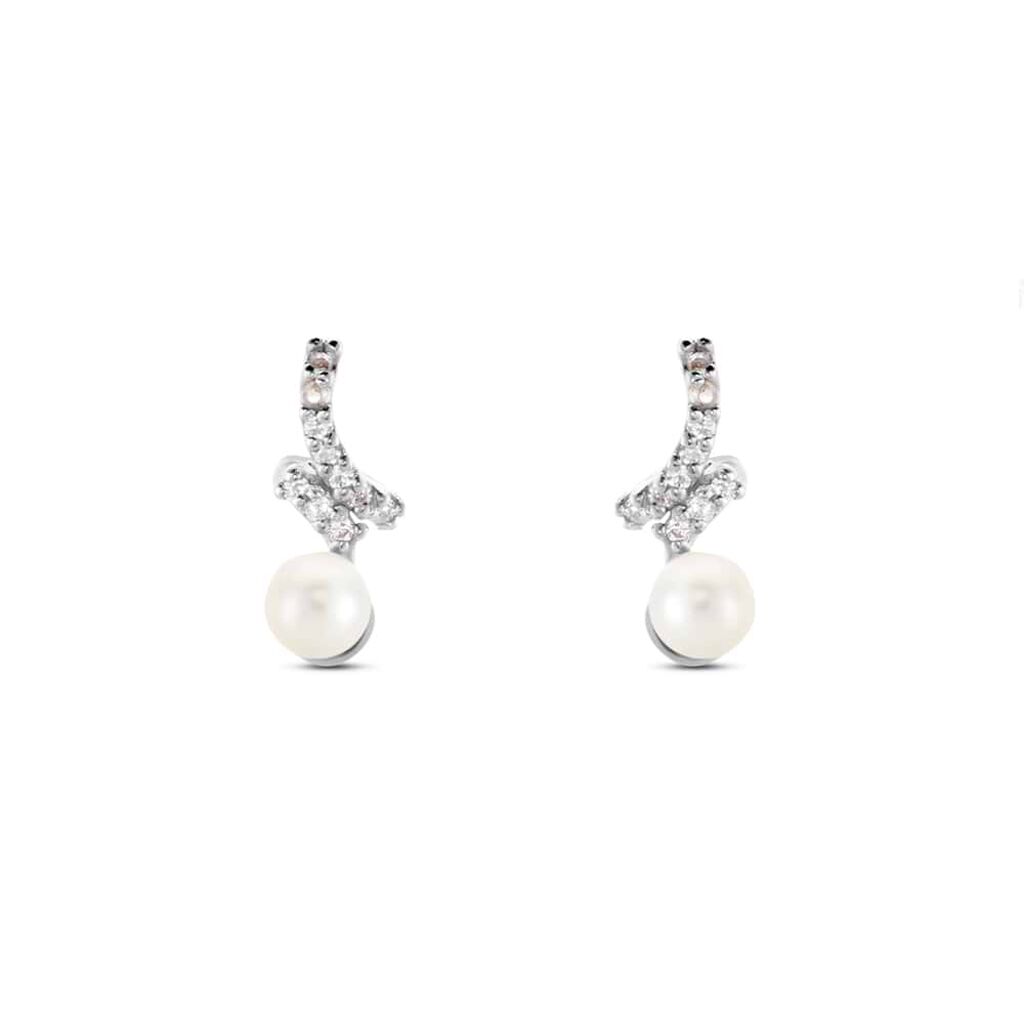 Orecchini Lobo Silver Pearls Argento Rodiato Perla sintentica Cubic Zirconia
