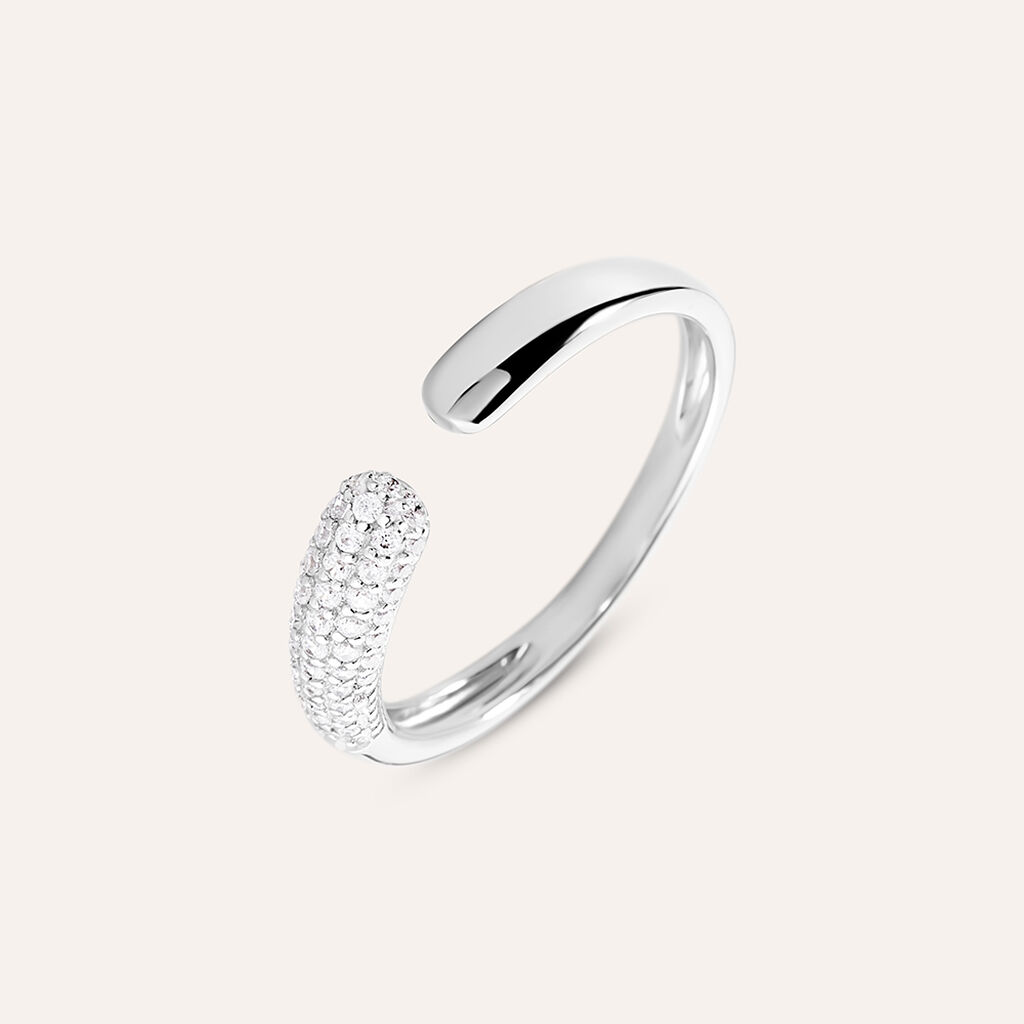 Anello Contrarie Claire Oro Bianco Cubic Zirconia