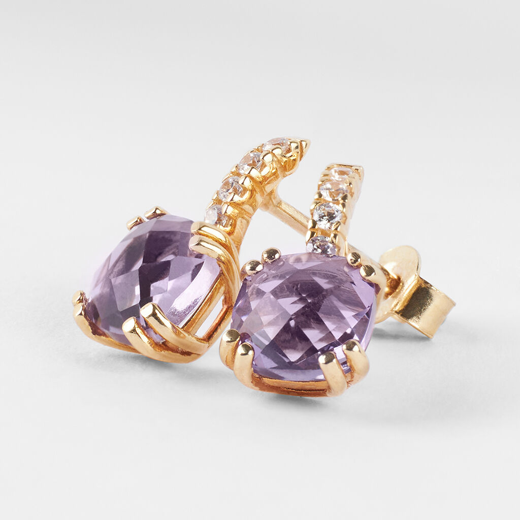 Orecchini Lobo Punto Luce Amélie Oro Giallo Ametista Cubic Zirconia - Orecchini a Lobo Donna | Stroili