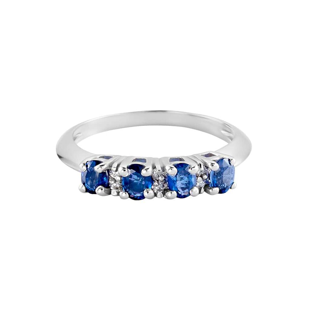 Anello Riviere Elizabeth Crown Oro Bianco Zaffiro Diamante - Anelli Riviere Donna | Stroili