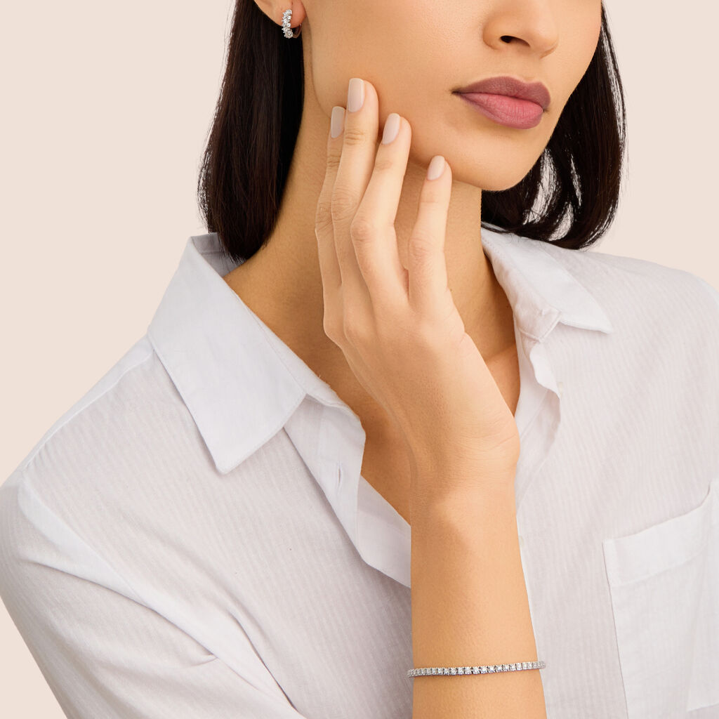 Orecchini A Cerchio Diamotion Oro Bianco Diamante