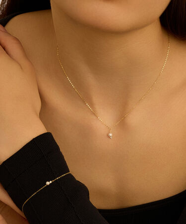 Collana Gabrielle Oro Giallo Perla D'Acqua Dolce Cubic Zirconia