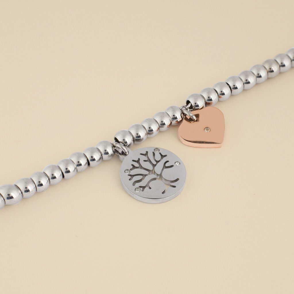 Bracciale Lady Chic Acciaio Bicolore Bianco / Rosa Cristallo - Bracciali Love Donna | Stroili