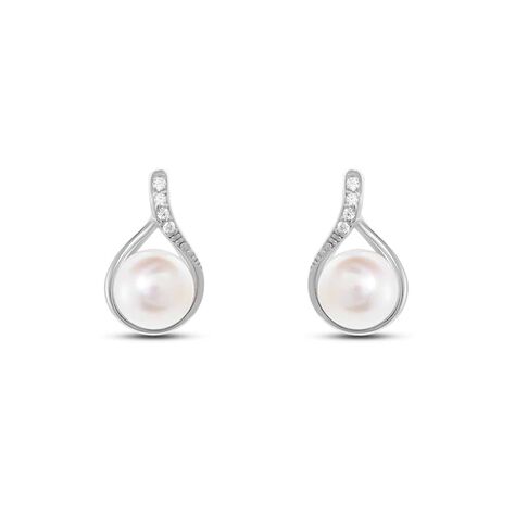 Orecchini Lobo Gabrielle Oro Bianco Perla D'Acqua Dolce Cubic Zirconia - Orecchini a Lobo Donna | Stroili