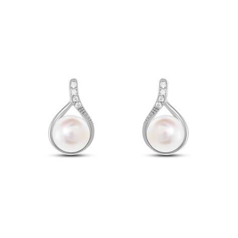 Orecchini Lobo Gabrielle Oro Bianco Perla D'Acqua Dolce Cubic Zirconia - Orecchini a Lobo Donna | Stroili