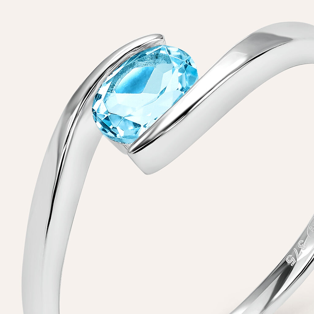 Anello Solitario Am&eacute;lie Oro Bianco Topazio