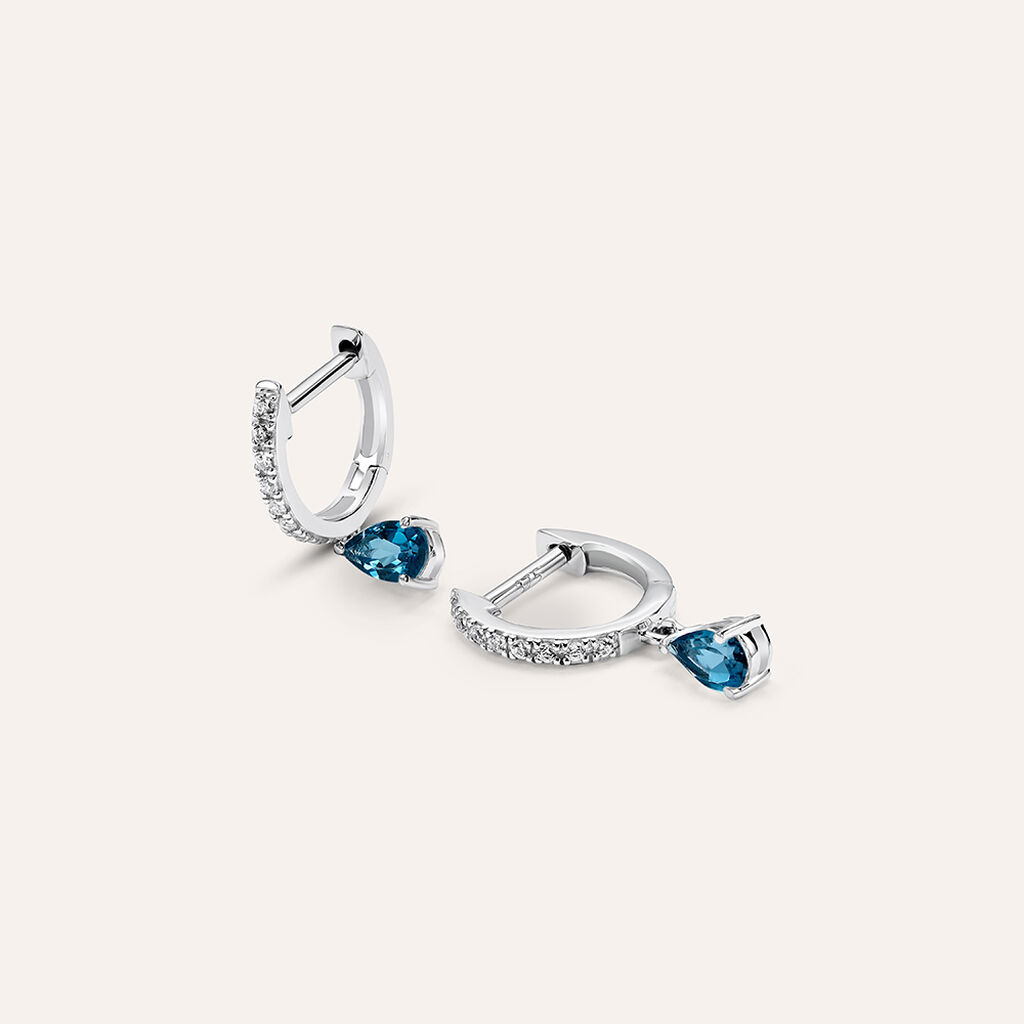 Orecchini A Cerchio Am&eacute;lie Oro Bianco Topazio Cubic Zirconia