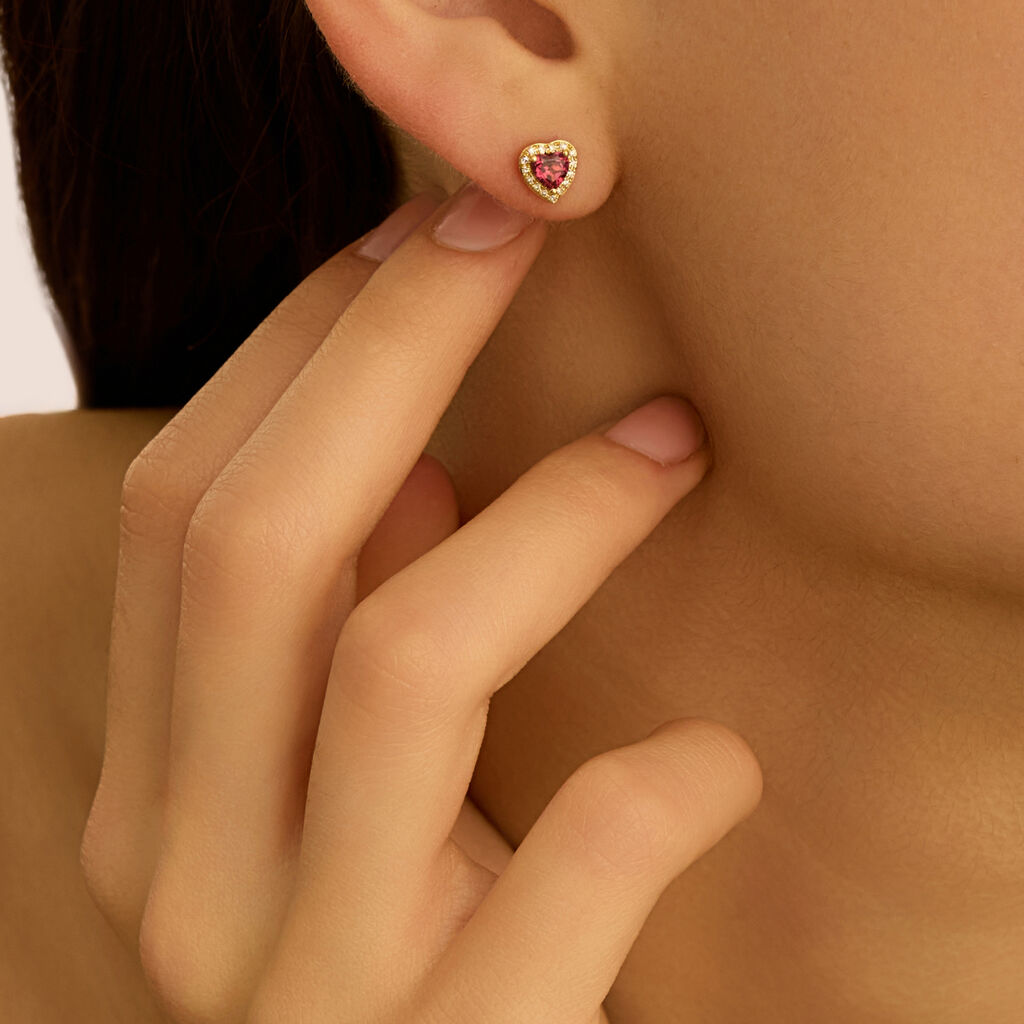 Orecchini Lobo Jasmine Oro Giallo Rodolite Diamante