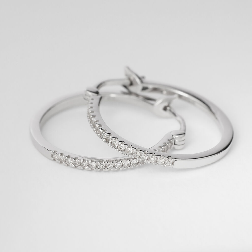 Orecchini A Cerchio Grace Oro Bianco Diamante - Orecchini a Cerchio Donna | Stroili