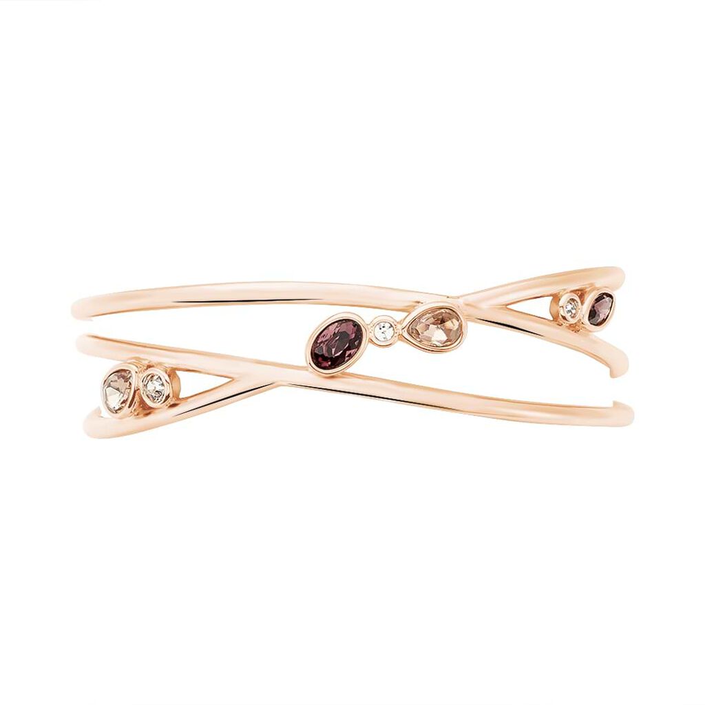 Bangle in metallo rosato e pietre colore rosa