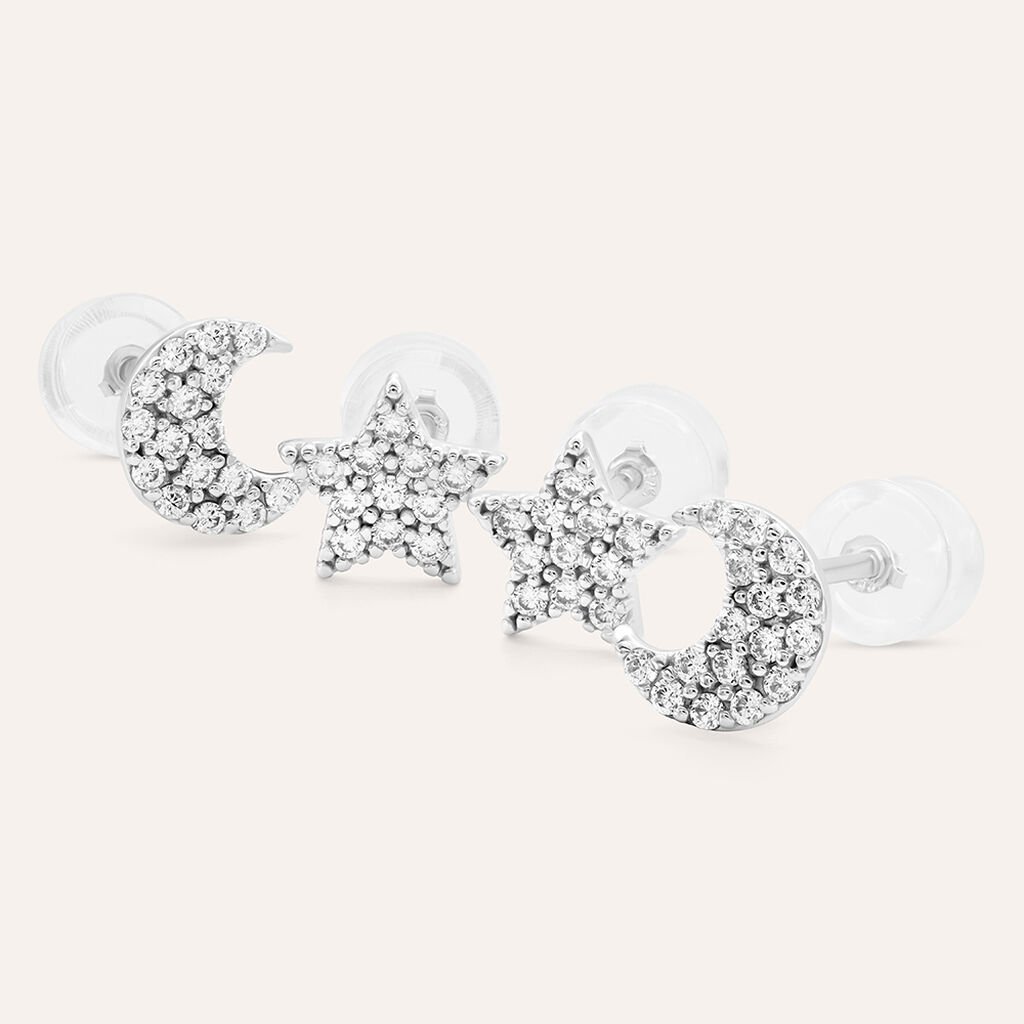 Orecchini Lobo Claire Oro Bianco Cubic Zirconia - Orecchini a Lobo Donna | Stroili