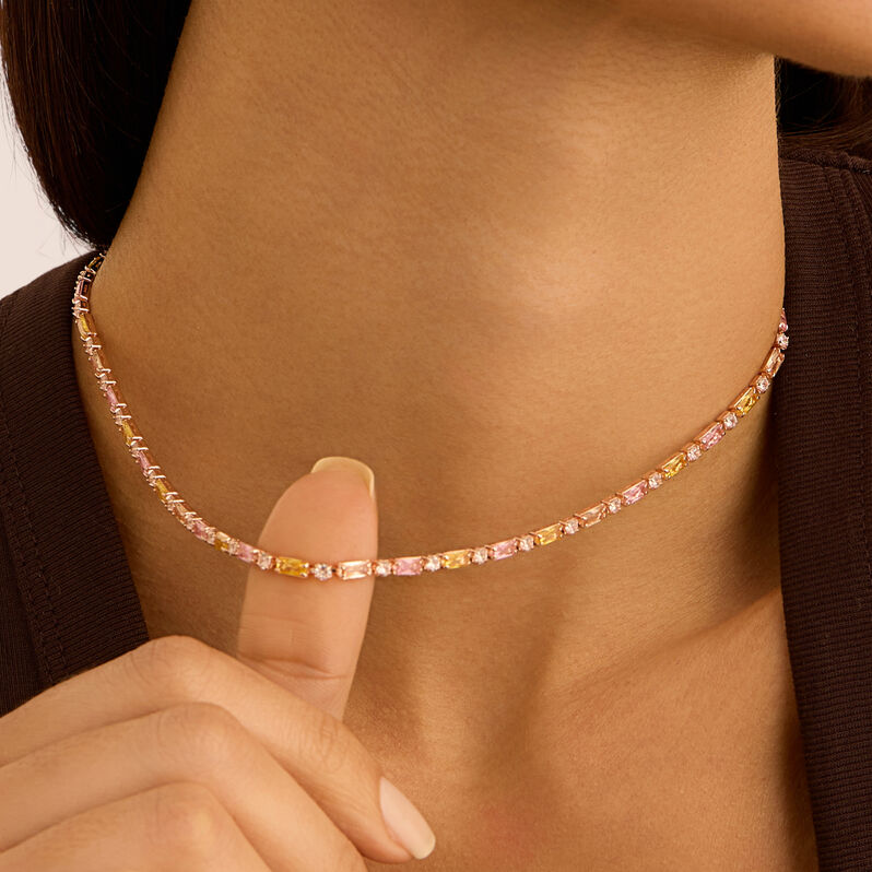 Collana Tennis Romantic Shine Ottone Rosa Cristallo - Collane Tennis Donna | Stroili