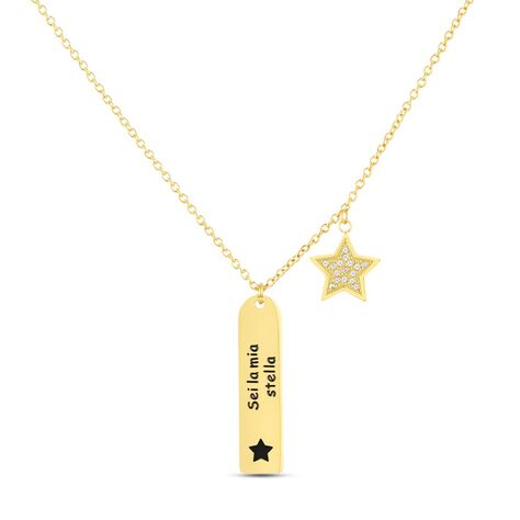 Collana Lady Message Acciaio Dorato Cristallo - Collane Donna | Stroili
