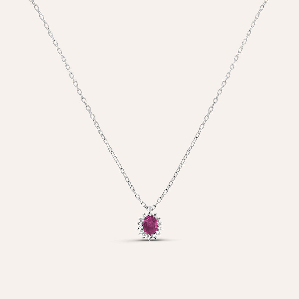 Collana Charlotte Oro Bianco Rubino Diamante