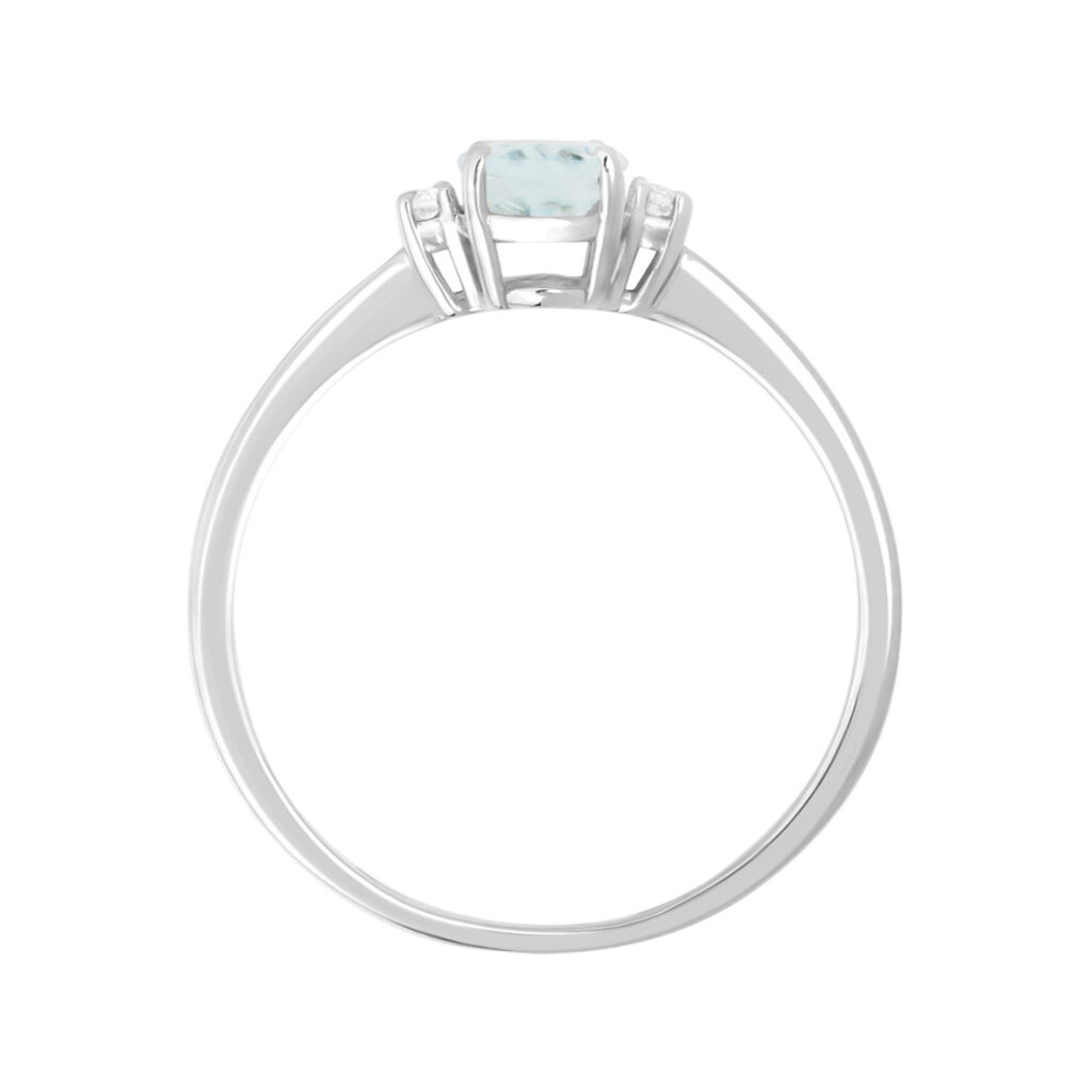 Anello Solitario Acquamarina Oro Bianco Acquamarina Diamante - Anelli con Pietre Donna | Stroili