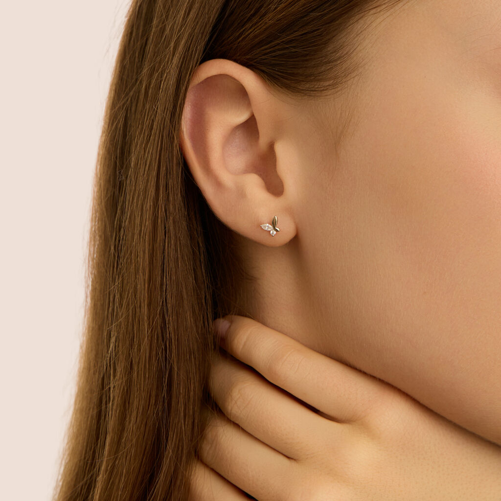 Orecchini Lobo Bon Ton Oro Bianco Cubic Zirconia