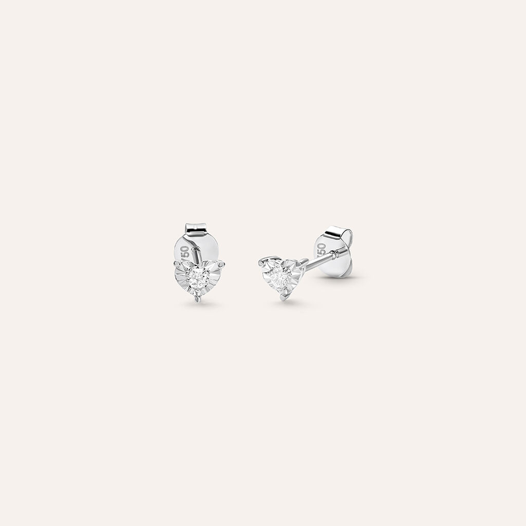 Orecchini Lobo Punto Luce Diamotion Oro Bianco Diamante