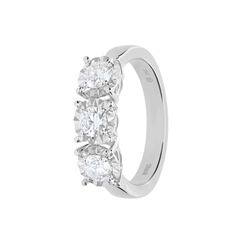 Anello Trilogy Diamotion Oro Bianco Diamante