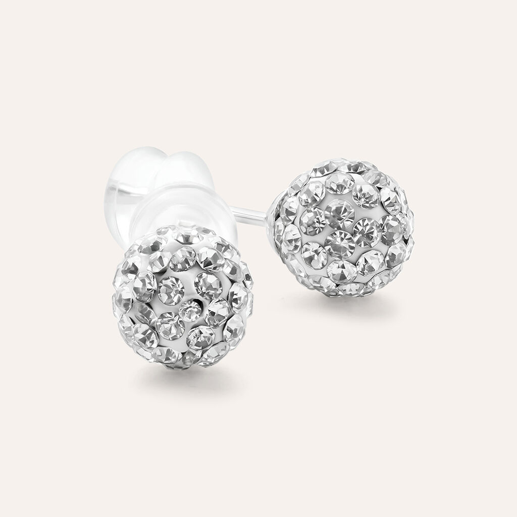 Orecchini Lobo Christelle Oro Bianco Cristallo