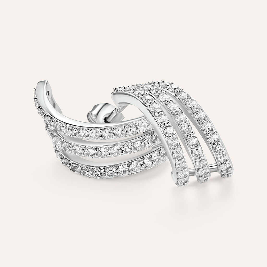 Orecchini A Cerchio Silver Shine Argento Rodiato Cubic Zirconia