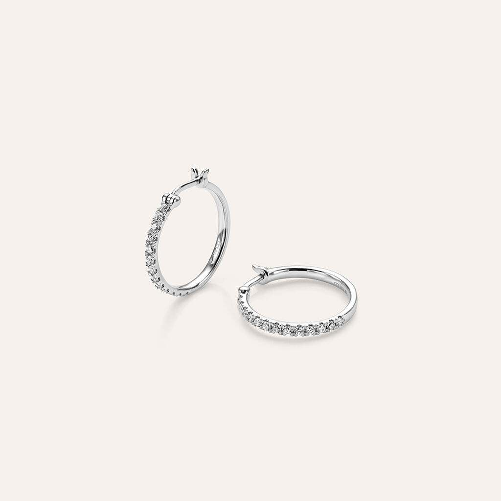 Orecchini A Cerchio Diamade Oro Bianco Diamante - Orecchini a Cerchio Donna | Stroili