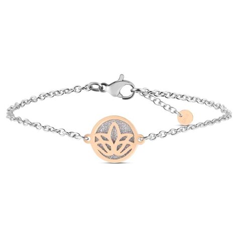 Bracciale Lady Shine Acciaio Bicolore Bianco / Rosa - Bracciali con Incisione Donna | Stroili