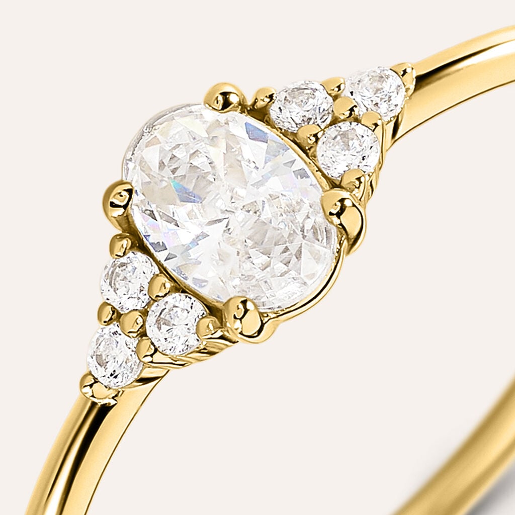 Anello Solitario Silver Glow Argento Dorato Cubic Zirconia