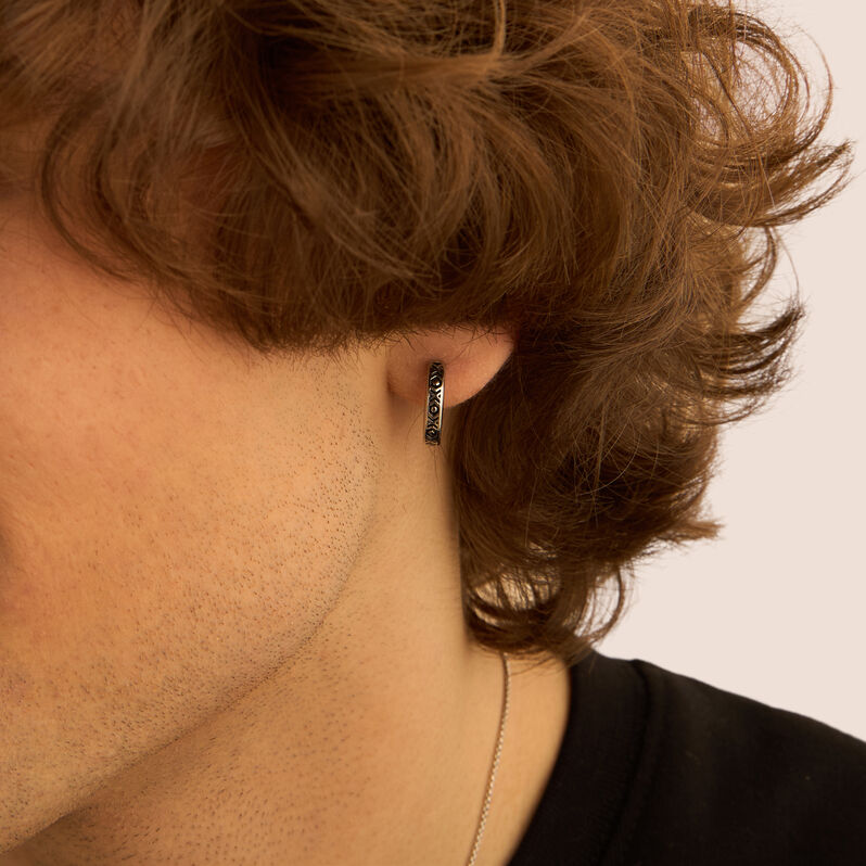 Orecchini A Cerchio Man Code Acciaio - Orecchini a Cerchio Uomo | Stroili