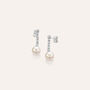 Orecchini Pendenti Tennis Silver Pearls Argento Rodiato Cubic Zirconia Perla sintetica