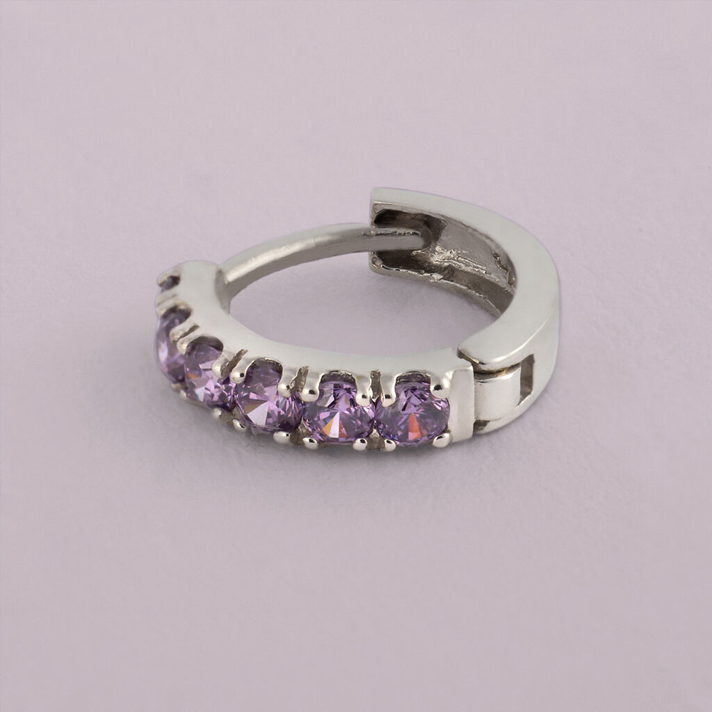 Orecchini A Cerchio Toujours Oro Bianco Cubic Zirconia