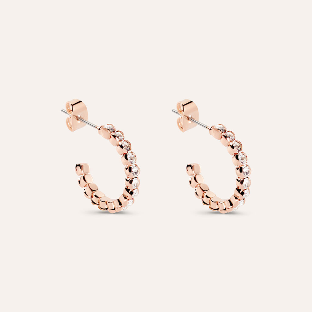 Orecchini A Cerchio Romantic Shine Metallo Rosa Cristallo