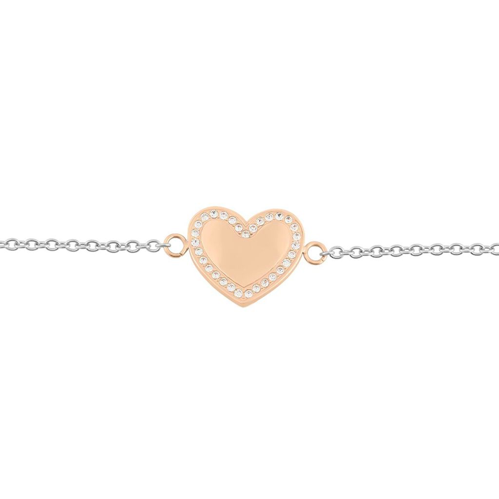 Bracciale Lady Chic Acciaio Bicolore Bianco / Rosa Cristallo - Bracciali con Incisione Donna | Stroili