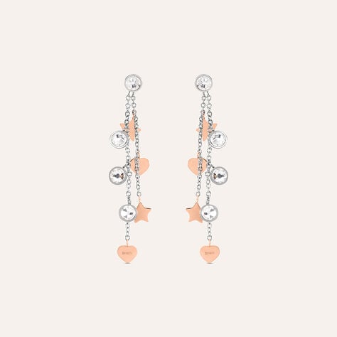 Orecchini Pendenti Sunrise Acciaio Bicolore Bianco / Rosa Cristallo - Orecchini Pendenti Donna | Stroili