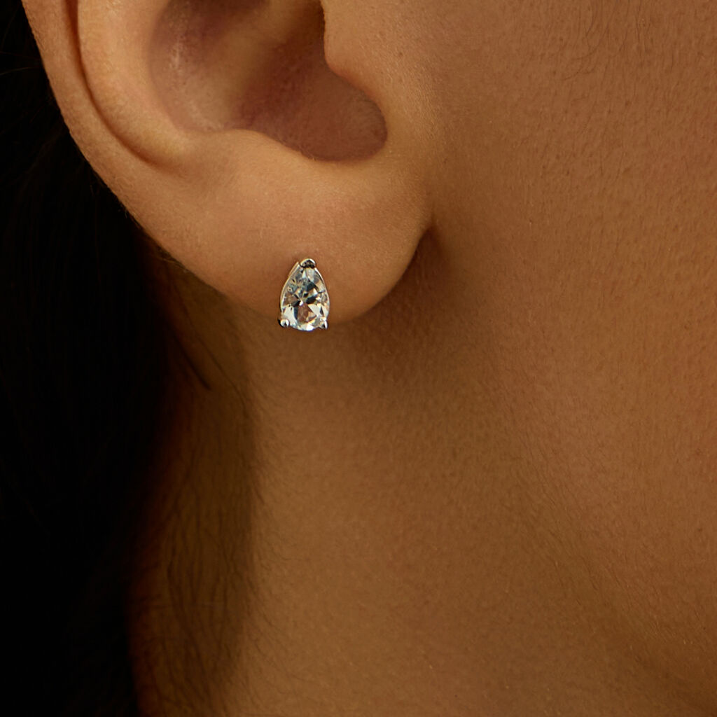 Orecchini Lobo Punto Luce Acquamarina Oro Bianco Acquamarina