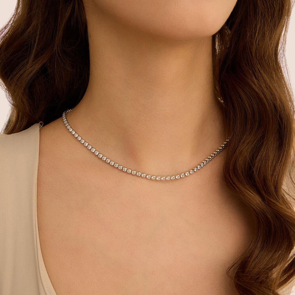 Collana Tennis Romantic Shine Metallo Cristallo