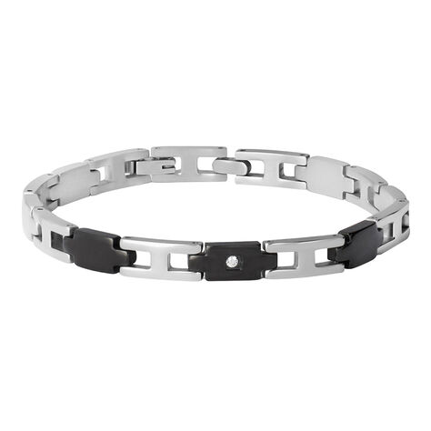 Bracciale Man Code Acciaio Bicolore Bianco / Nero Cubic Zirconia - Bracciali Uomo | Stroili