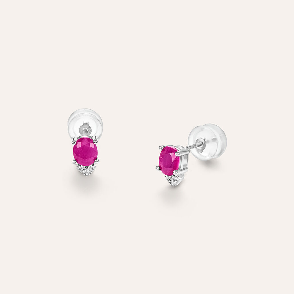 Orecchini Lobo Punto Luce Elizabeth Crown Oro Bianco Rubino Diamante - Orecchini a Lobo Donna | Stroili