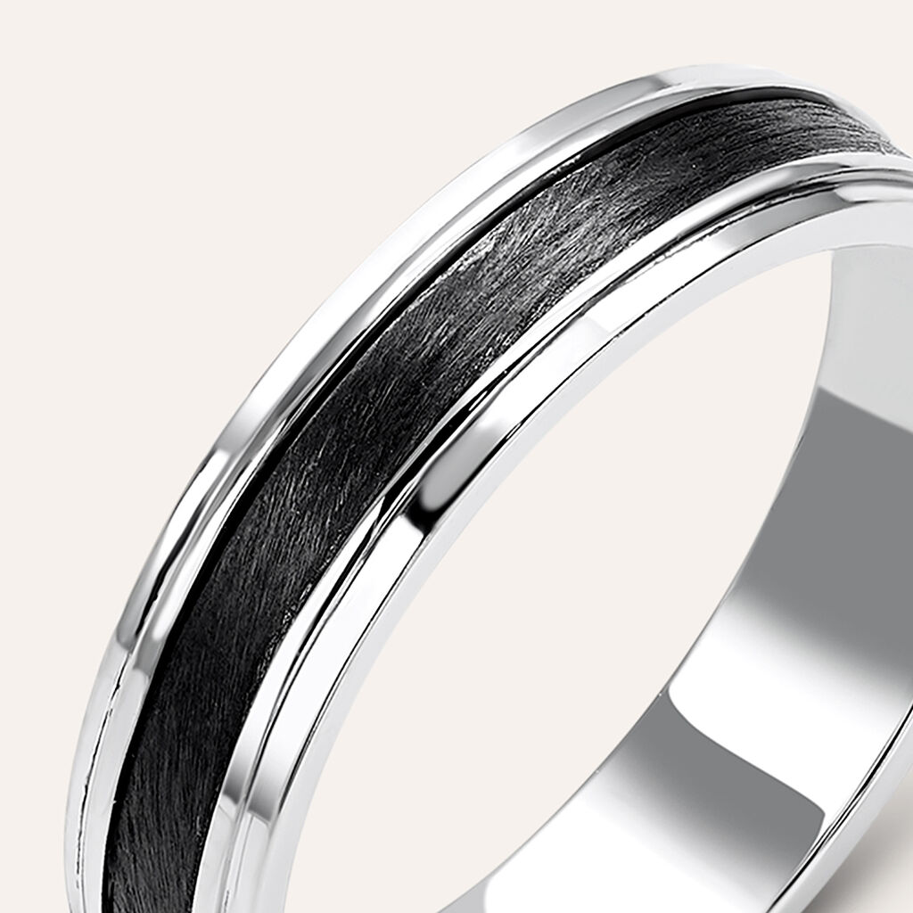 Fede Classica Carbonio 4.5 mm Oro Bianco - Anelli con Incisione Uomo | Stroili