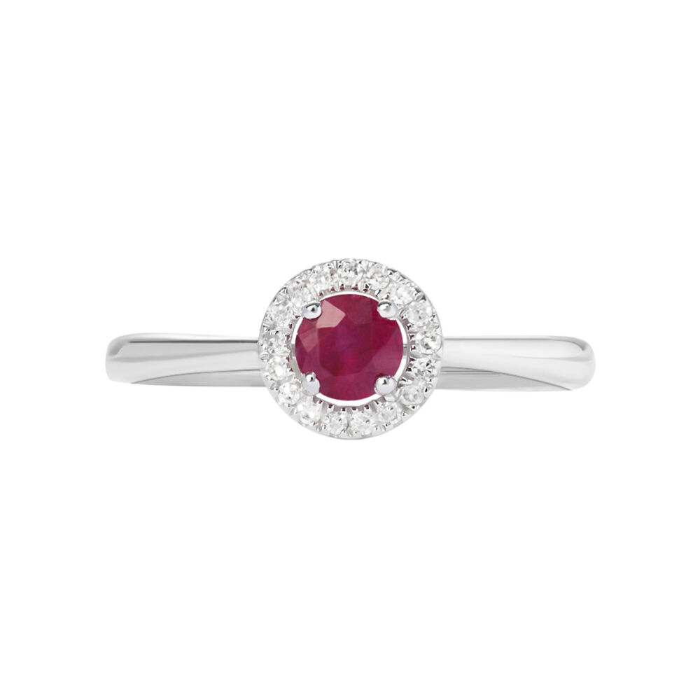 Anello Solitario Charlotte Oro Bianco Rubino Diamante 1409951 Stroili