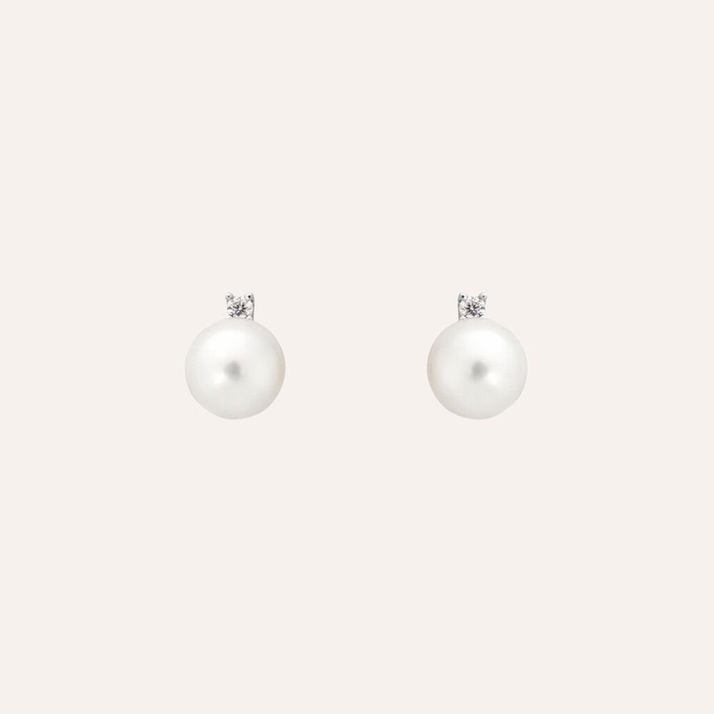Orecchini Lobo Gabrielle Precious Oro Bianco Perla D'Acqua Dolce Diamante